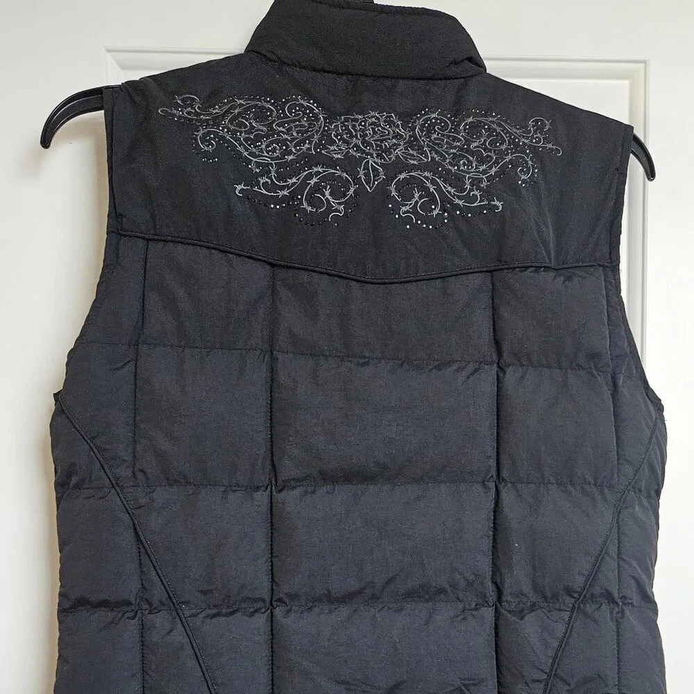 Cowgirl hardware Crystal Embellished black Puffer vest sz M